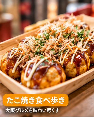 道頓堀でたこ焼き食べ比べを楽しむ