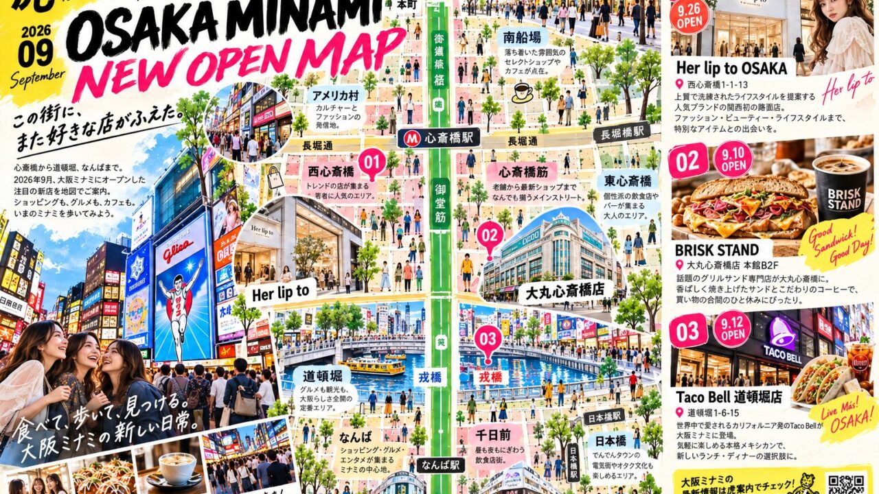 2026年9月 大阪ミナミ新規オープン店MAP